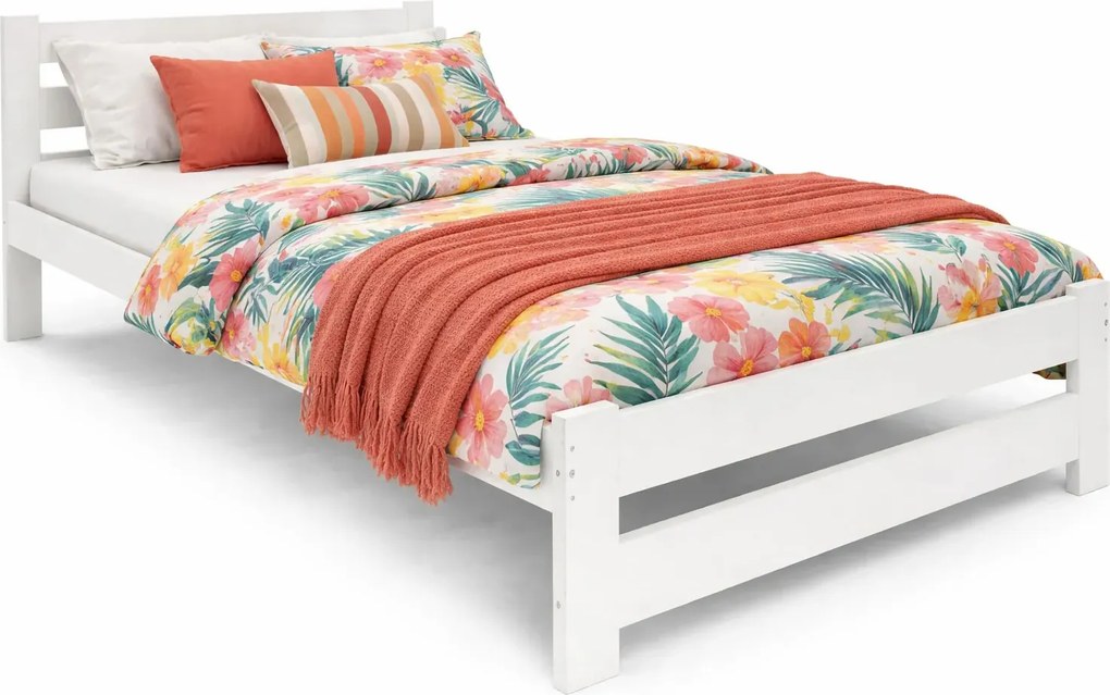 Białe dwuosobowe łóżko skandynawskie 160x200 R1-G10