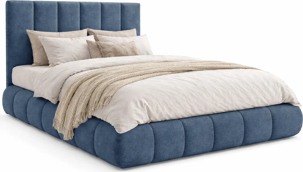 Niebieskie tapicerowane łóżko pikowane 5 rozmiarów L2-B83