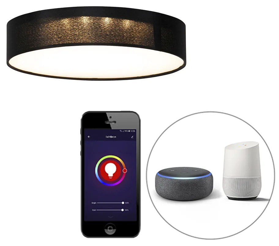 Inteligentna lampa sufitowa czarna 30 cm w tym LED RGB - Taiko Nowoczesny Oswietlenie wewnetrzne