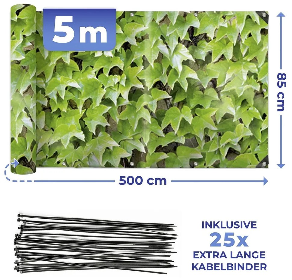 Zielona plastikowa osłona balkonowa 500x85 cm Wilder Wein – Maximex