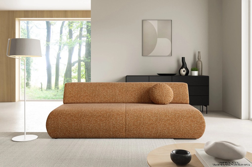 Masseno Sofa DELTA z funkcją spania i pojemnikiem na pościel, Rozkładana sofa - Ceglasty, PUENTE 52
