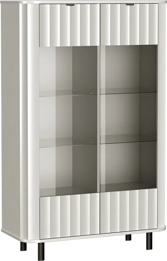 Witryna MODERNO 200 x 98,3 cm, Stojąca witryna do Salonu, Biały