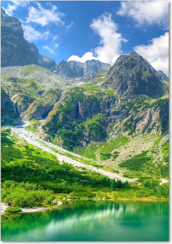 Foto obraz szklany pionowy Jezioro w górach