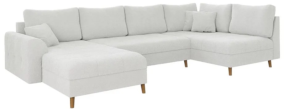 Biały narożnik z materiału bouclé (lewostronny/w kształcie litery U) Ariella – Ropez