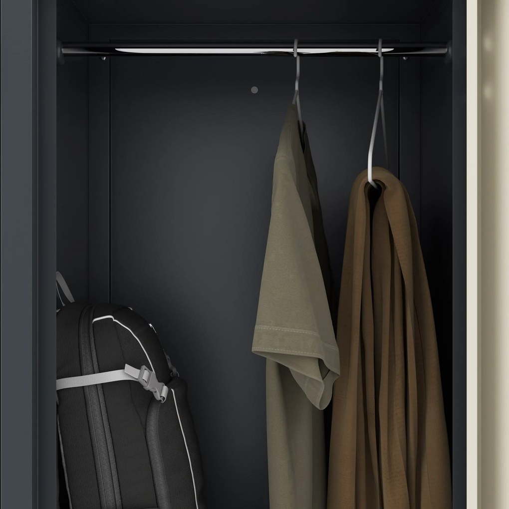 Szafa socjalna ubraniowa typu L, czterokomorowa, antracytowa/dąb sonoma, 800x1850x450 mm: JULIA Eco Design
