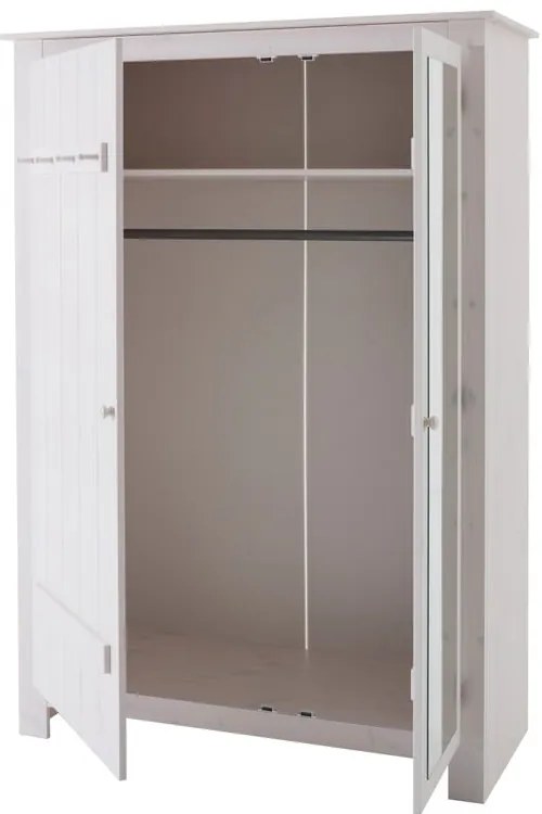 Biała szafa z litego drewna sosnowego z lustrem 120x170 cm Bertram – Støraa