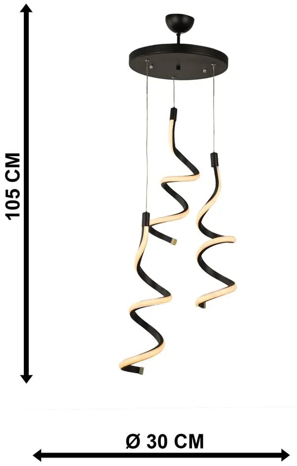 Czarna metalowa lampa wisząca LED ø 30 cm Hilton – Squid Lighting
