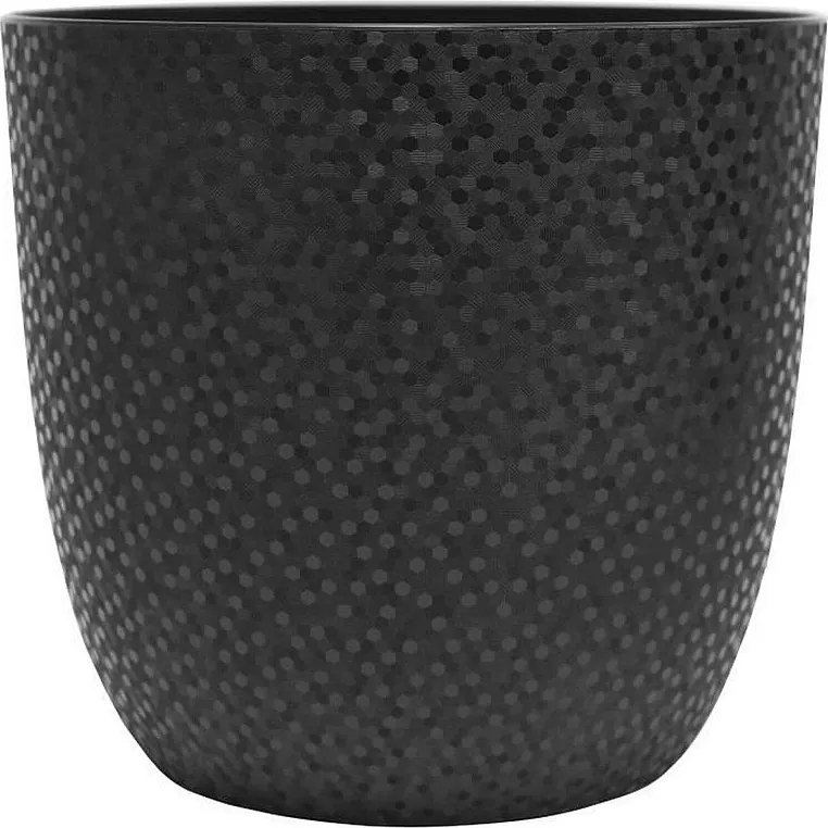 Doniczka osłonowa czarna wielościenna Ø 29,5 cm z tworzywa sztucznego bez nóżek, idealna na standardowe donice