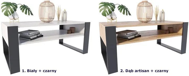 Ława Do Salonu Z Półką Dąb + Czarny P9-F32