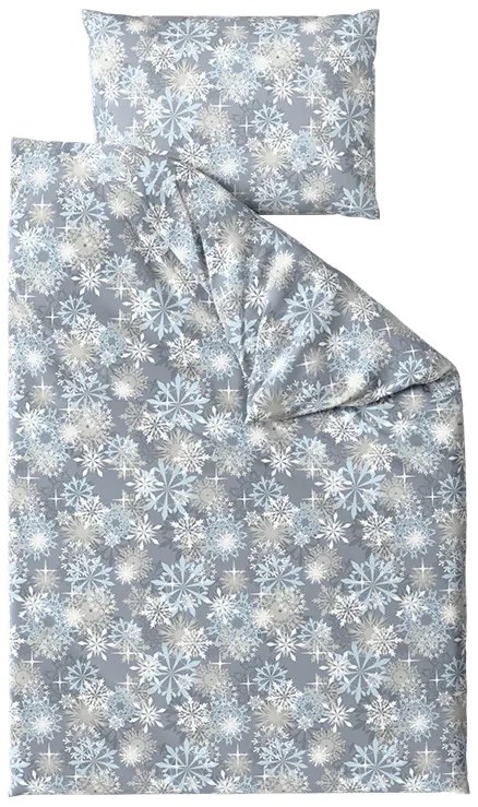 PrzytulneMieszkanie.pl PrzytulneMieszkanie.pl Pościel flanelowa z mikrofibry SNOWFLAKE niebiesko-szara Rozmiar pościeli: 70 x 90 cm | 140 x 220 cm
