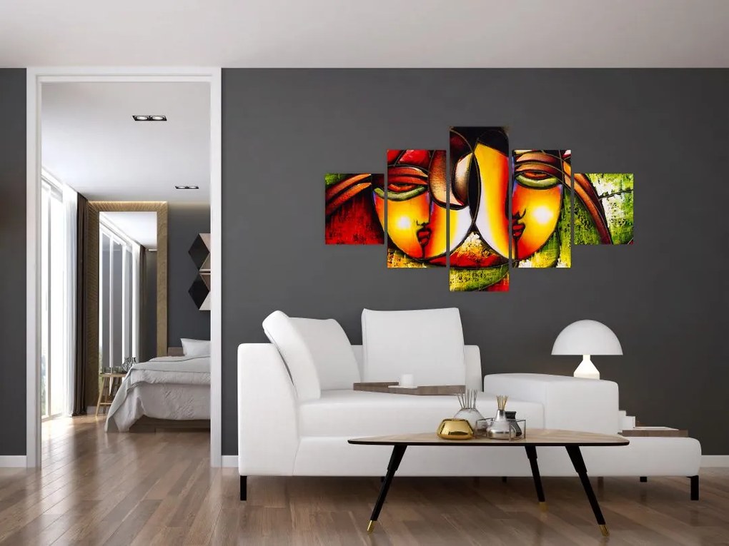 Obraz - Obraz olejny, abstrakcyjne twarze (125x70 cm)
