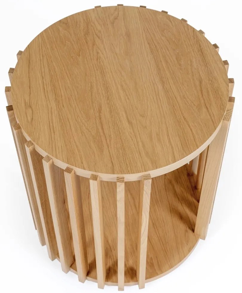 Stolik z drewna dębowego Woodman Drum, ø 53 cm