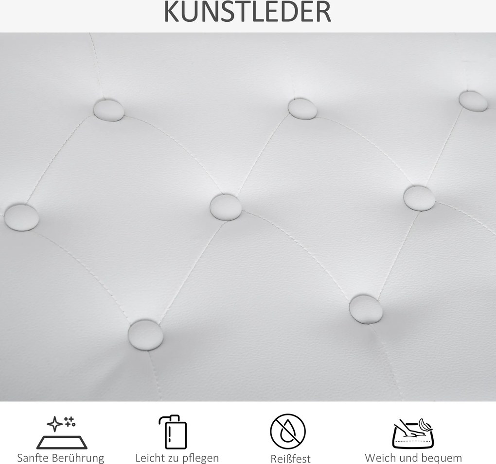 HOMCOM Taboret do Pianina Biały Wiejski Styl z Schowkiem Drewno Kauczukowe Sztuczna Skóra 76x36x50cm | Aosom PL