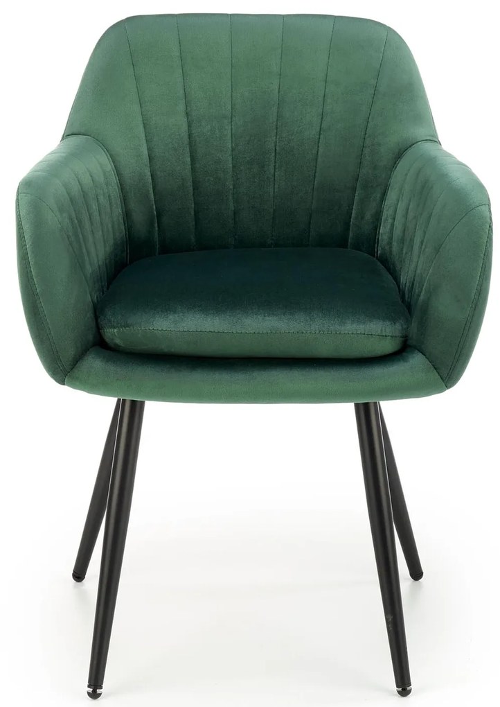 Krzesło Do Jadalni Salonu Ciemny zielony Velvet Kubełkowe Nowoczesne K429