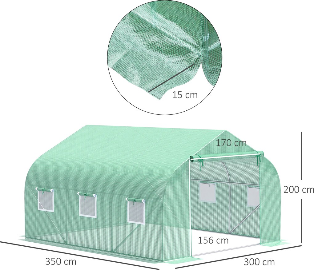 Outsunny Tunel Ogrodniczy Szklarnia 3,5x3x2m