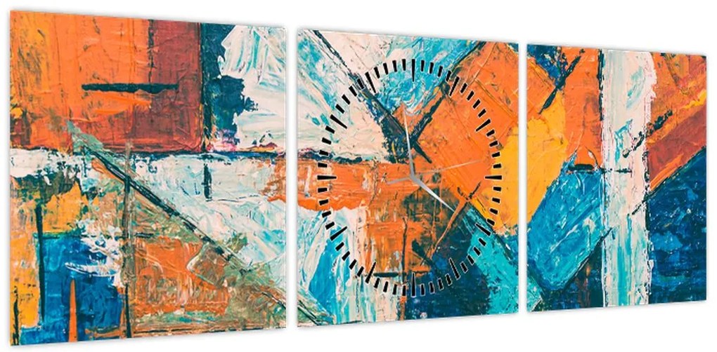 Obraz - Abstrakcja (z zegarem) (90x30 cm)