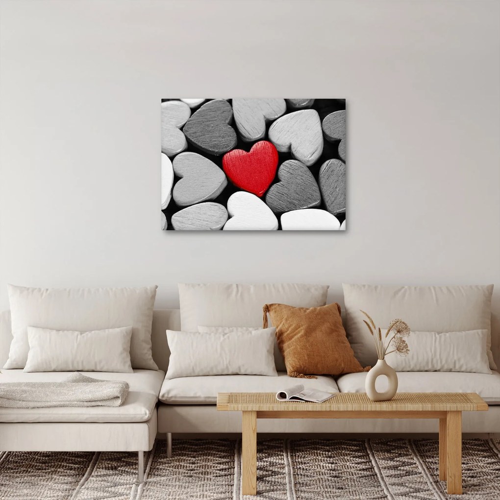 Obraz drewnianych serc (70x50 cm)