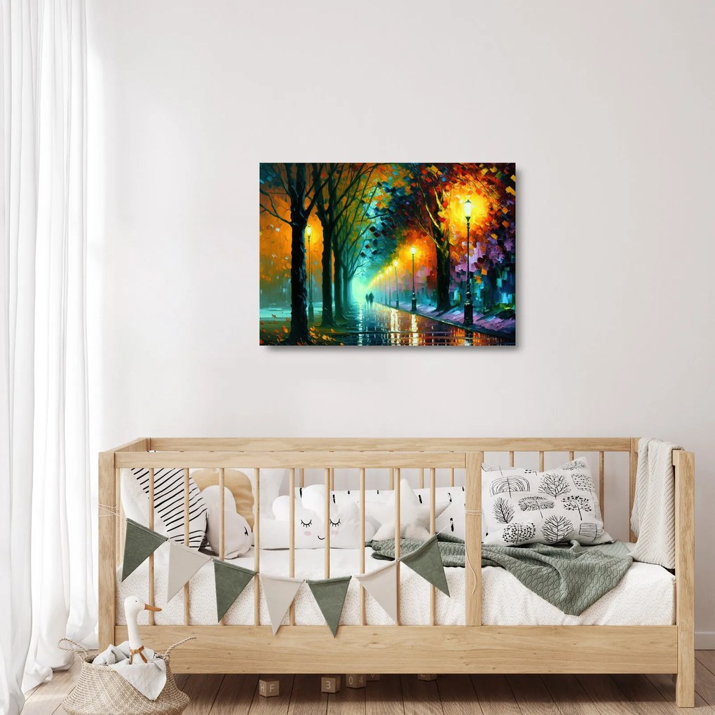 Obraz na szkle - Nocny spacer (70x50 cm)