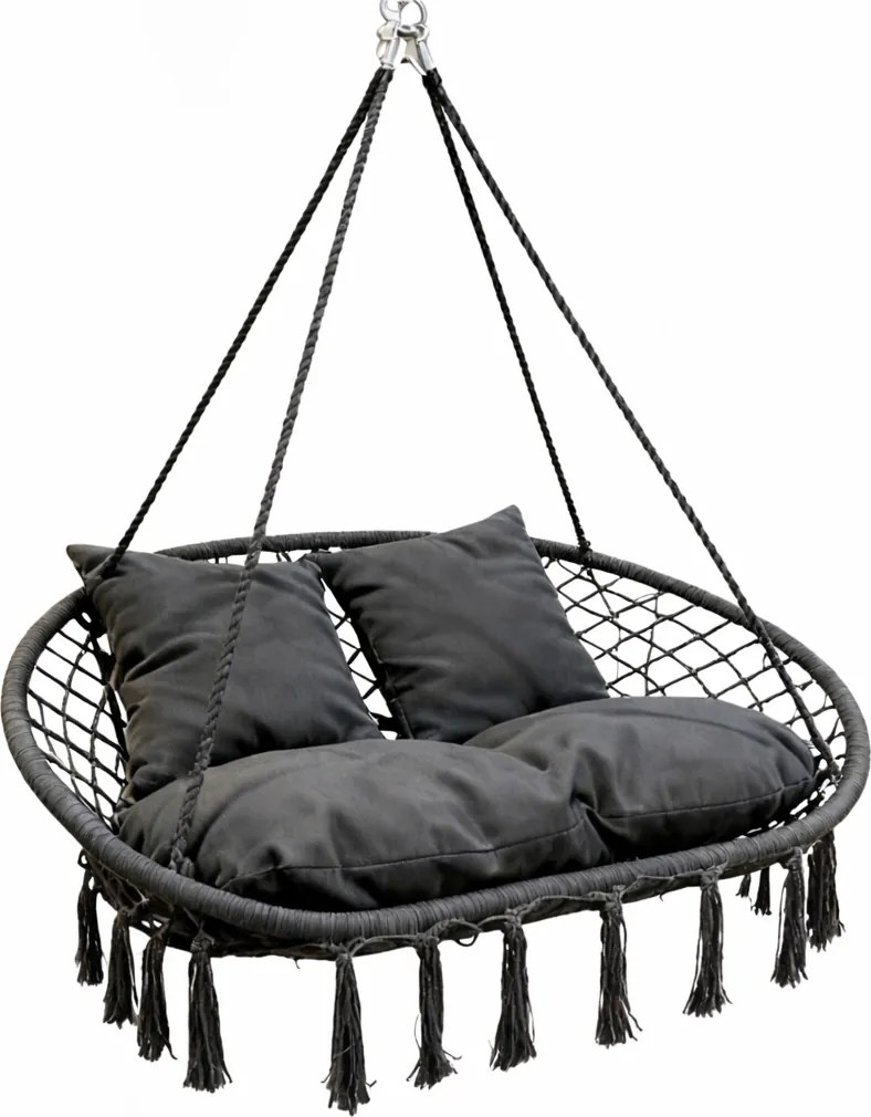 Dwuosobowa huśtawka ogrodowa - bocianie gniazdo Nestio HC-2502-GR, kolor szary