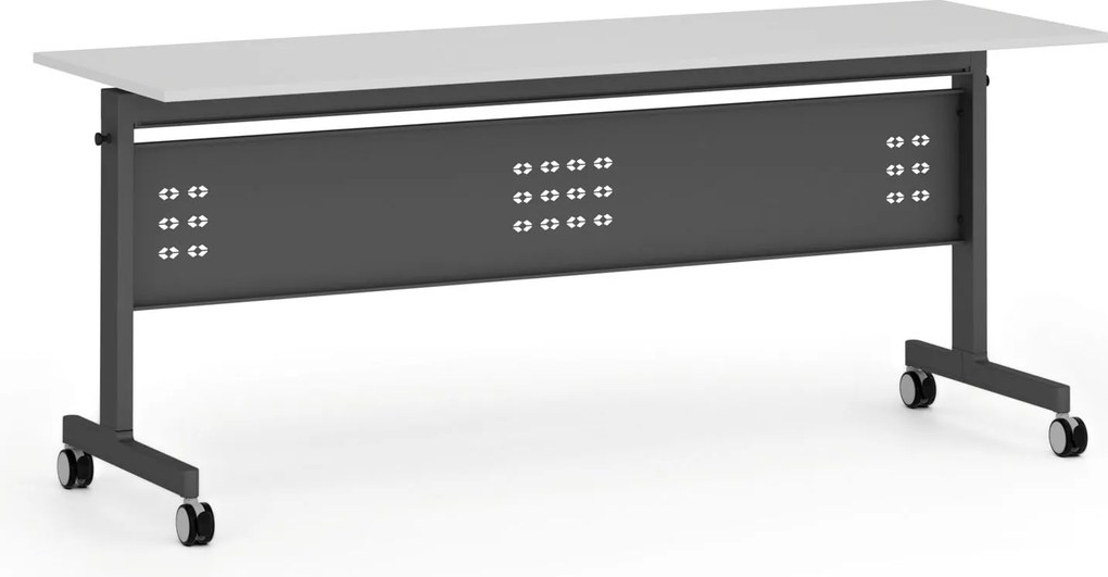 Mobilny stół PRIMO MOBI, 180x60 cm, czarna podstawa, biały