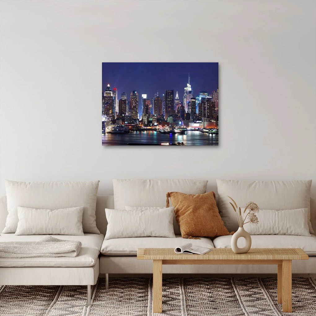 Obraz - Podświetlone nowojorskie drapacze chmur (70x50 cm)