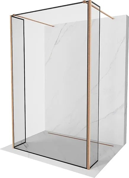 Mexen Kioto ścianka prysznicowa wolnostojąca 100 x 30 x 30 cm, czarna ramka, miedź szczotkowana - 800-100-030-222-65-70-030