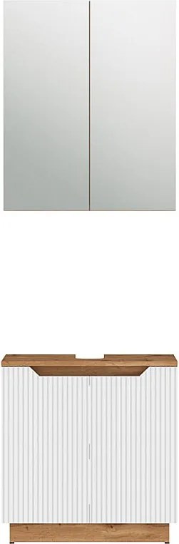 Zestaw mebli łazienkowych dąb/białe paski 59.8x32x62.1 lotta