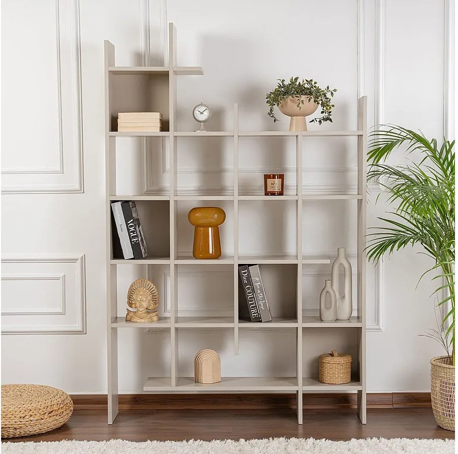 Regał na książki – 122 cm x 188 cm x 25,5 cm – Piaskowiec – Płyta wiórowa pokryta melaminą