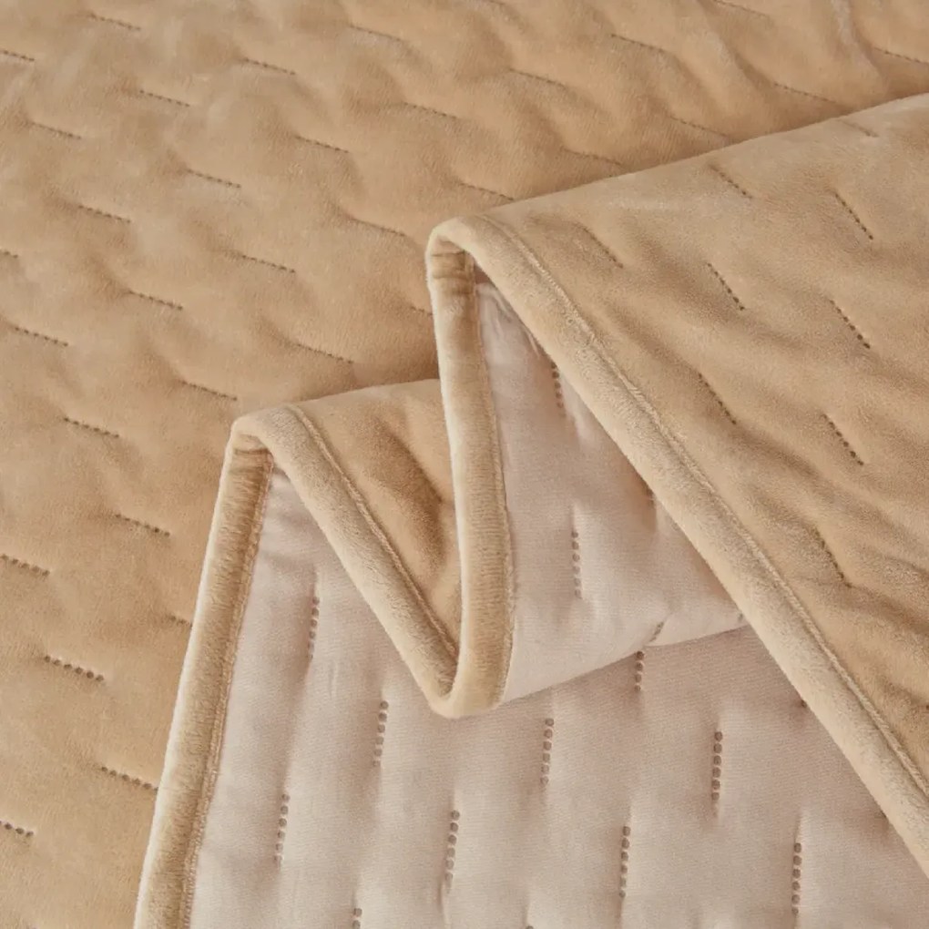 Aksamitna narzuta na łóżko ASTRALIA, ciemny beżowy Rozmiar: 200 x 220 cm