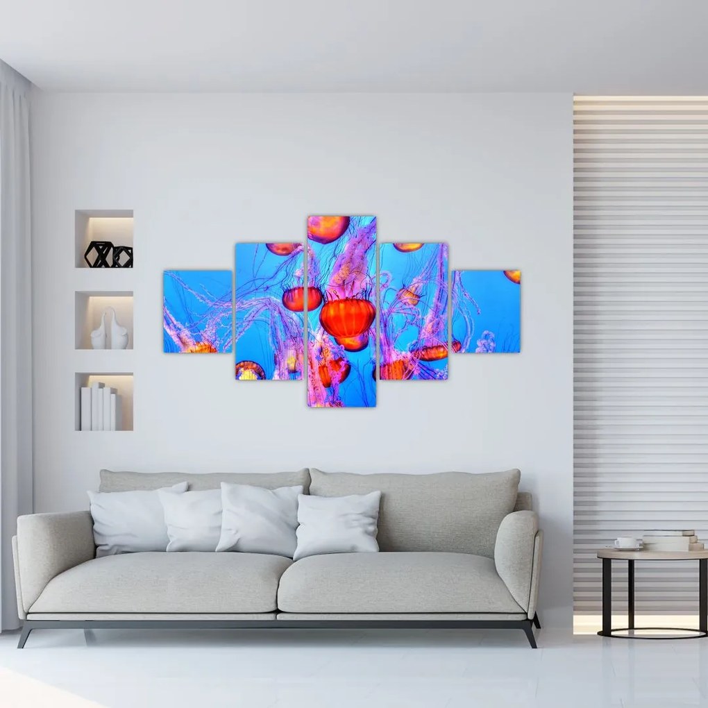 Obraz meduz w morzu (125x70 cm)