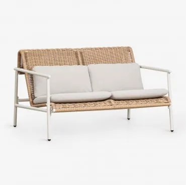 Sofa Ogrodowy Dwuosobowy Z Aluminium I Syntetycznego Rattanu Duroli Lodowata Biel - Sklum