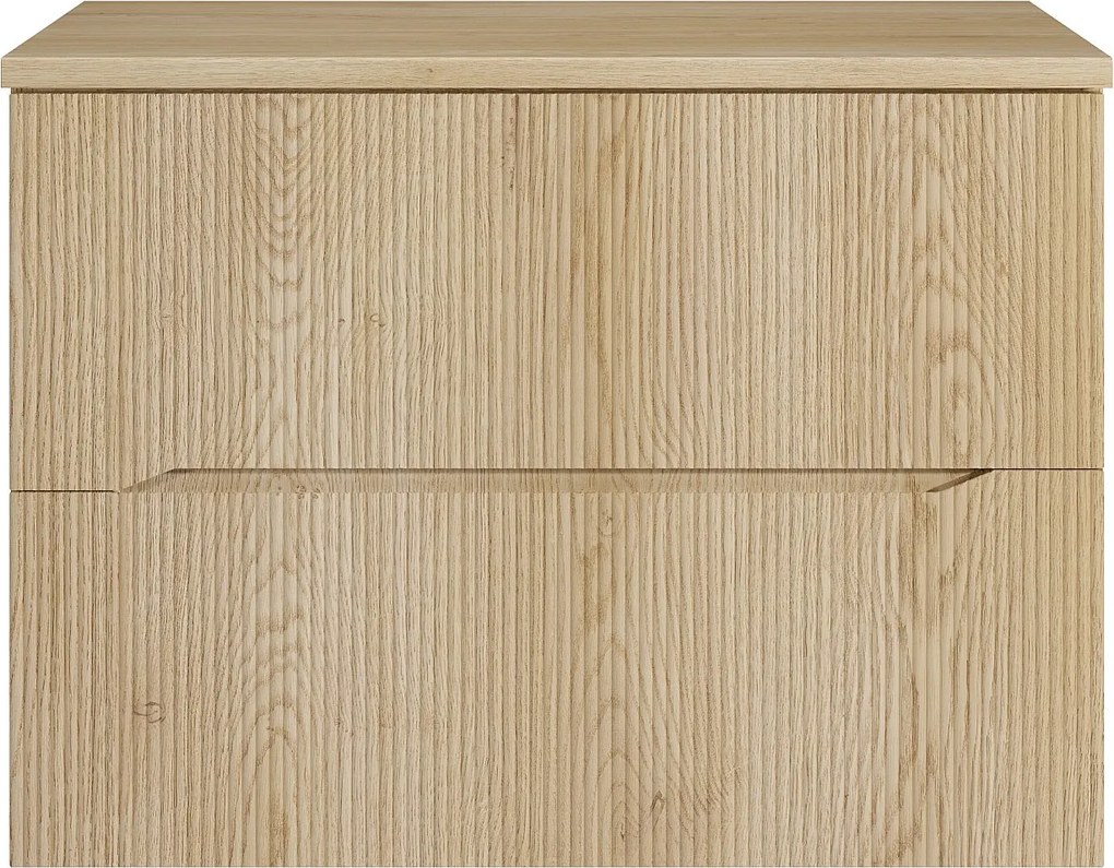 Szafka łazienkowa wisząca prążkowana z półką – Jasny naturalny – 80 cm – ORISO