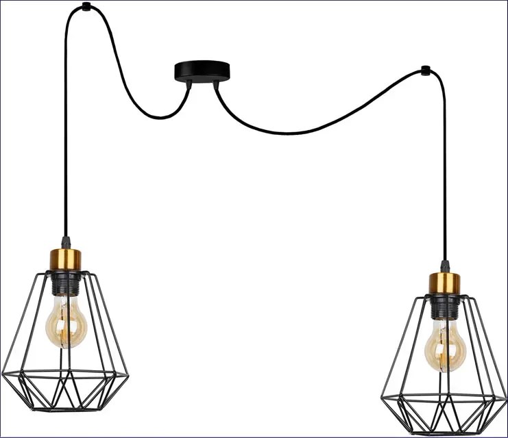 Druciana czarna lampa do industrialnej kuchni T6-C75