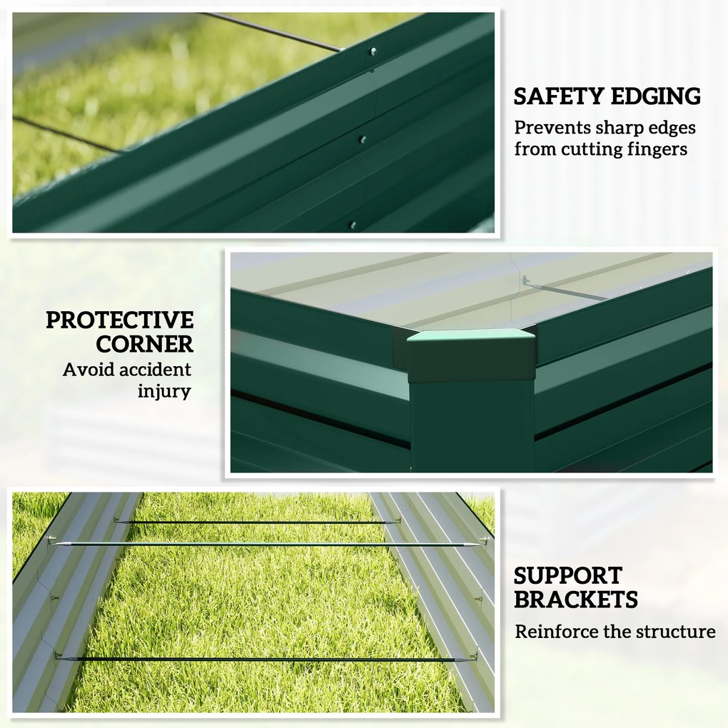 Outsunny Grządka ze stali, skrzynia do roślin z otwartym spodem, grządka ogrodowa 240 x 60 x 30 cm do ogrodu, balkonu | Aosom PL