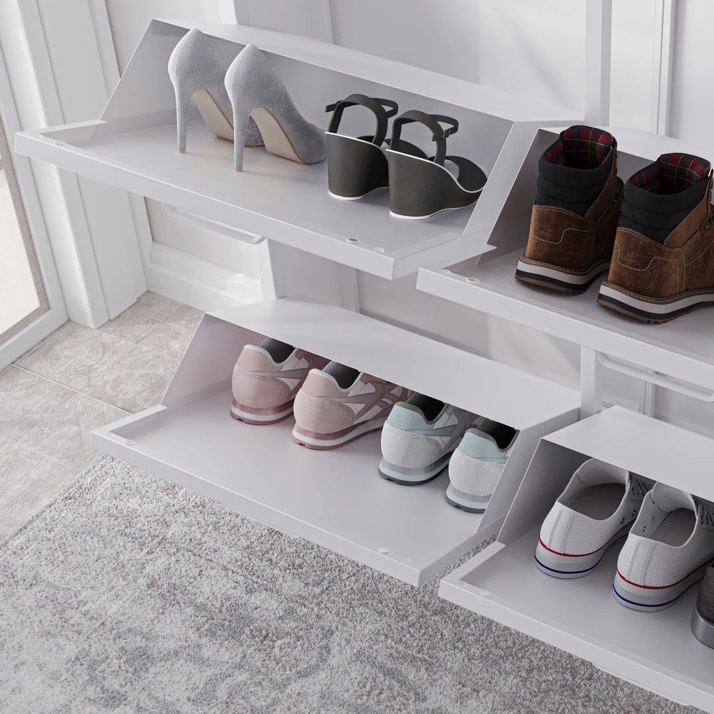 Szafka na buty metalowa wąska biała  SHIRLEY 960 x 900 x 170 mm