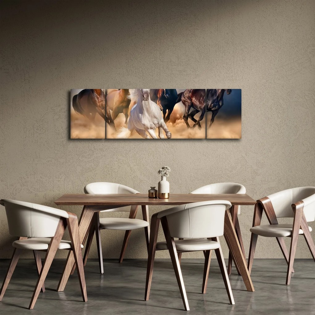 Obraz - Konie na pustyni (170x50 cm)