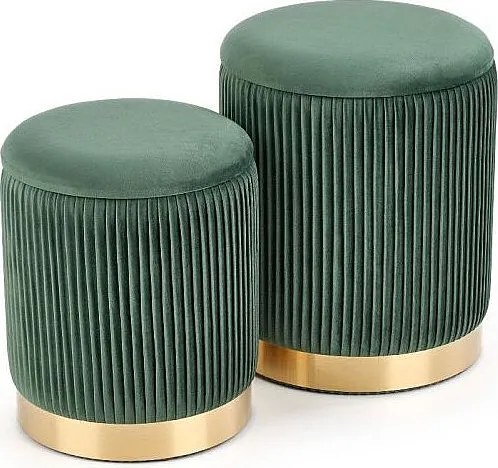 Zestaw puf MONTY VELVET ciemnozielone/złote