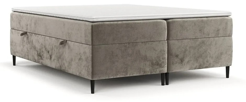 Jasnobrązowe łóżko boxspring ze schowkiem 160x200 cm Araya – Maison de Rêve