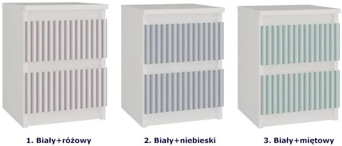 Szafka nocna dziecięca z szufladami biały + różowy S3-T64