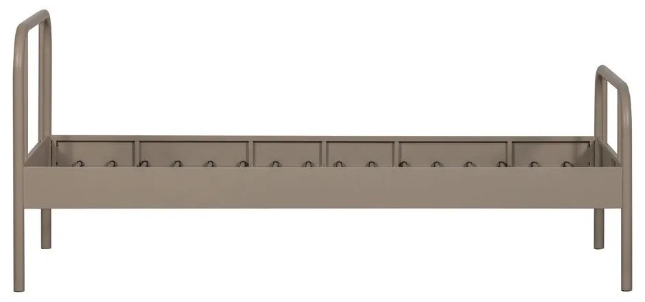 Beżowe metalowe łóżko jednoosobowe ze stelażem 90x200 cm Mata – WOOOD