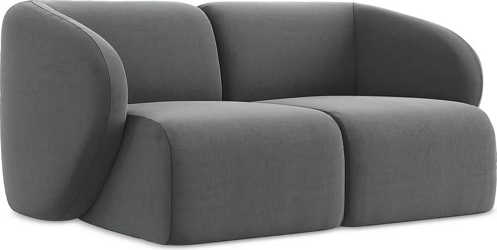 Modułowa sofa 2-osobowa - z tkaniny welwetowej - stalowy - LANI