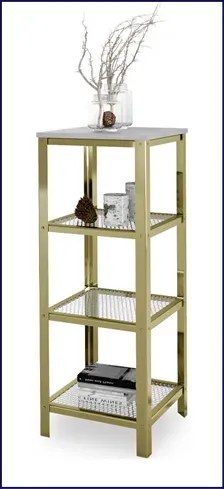 Wąski regał w stylu glamur złoty + beton - Nessebax 4X