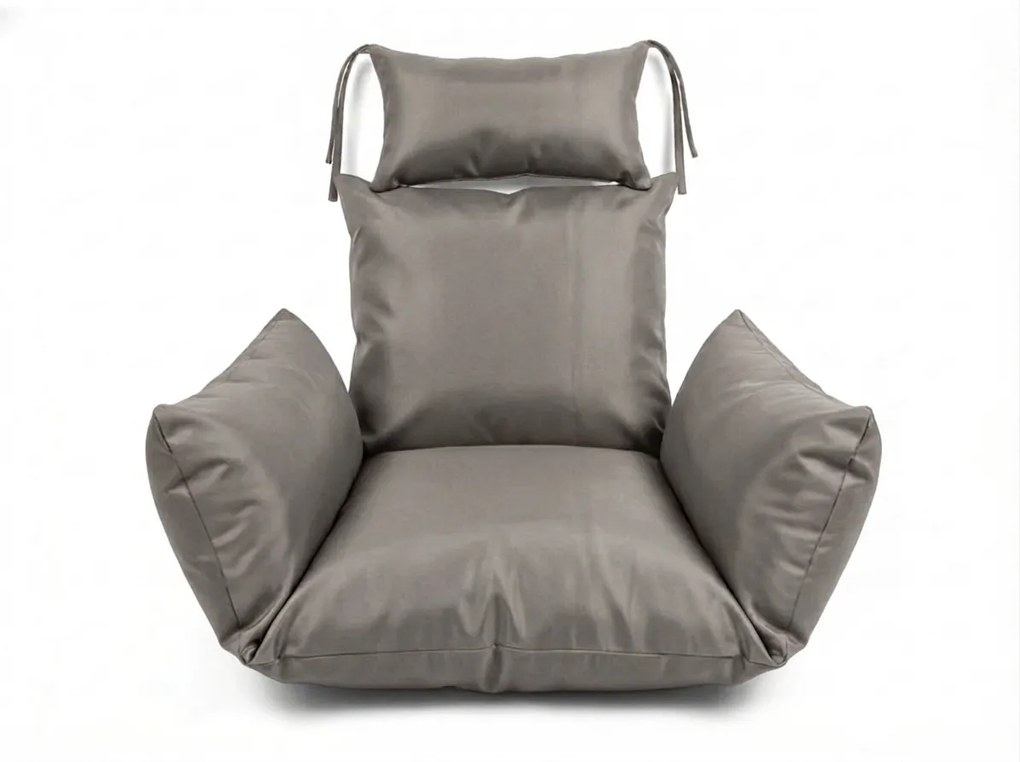 Białe wiszące krzesło KOKON bez stojaka, jasna poduszka