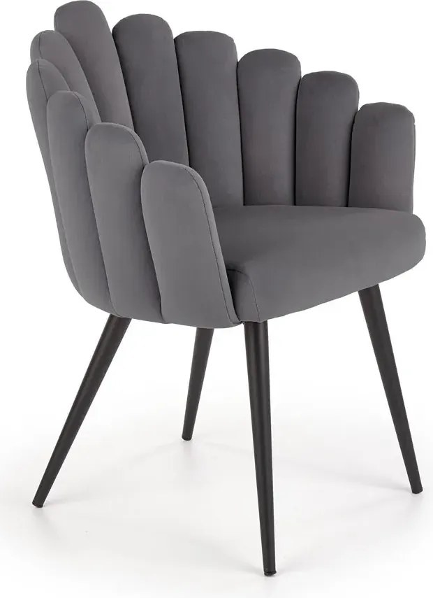 Szare eleganckie tapicerowane krzesło glamour S7-K07