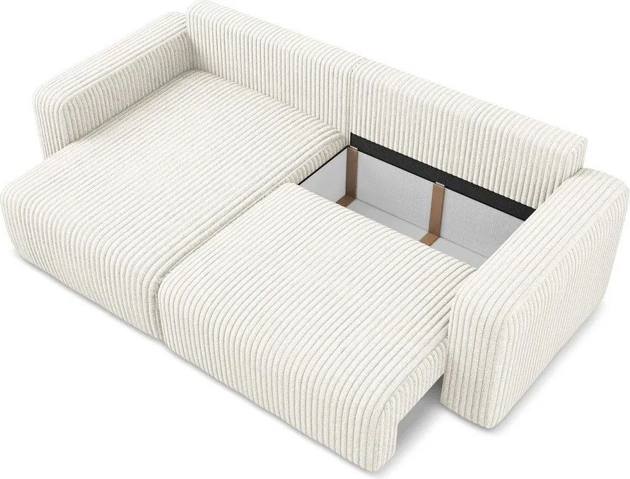 Kremowy sztruksowy rozkładany/ze schowkiem narożnik (lewostronny/z szezlongiem) Kona – Makamii