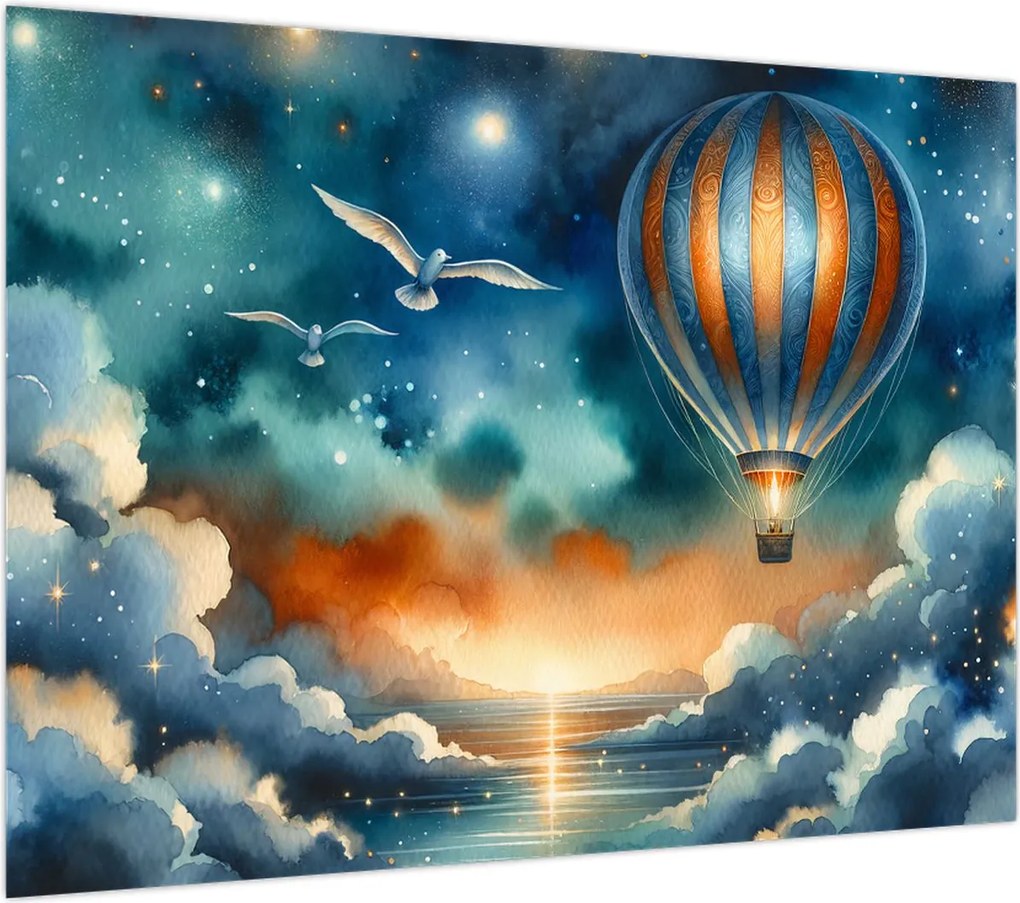 Obraz na szkle - Lot pod nocnym niebem (70x50 cm)