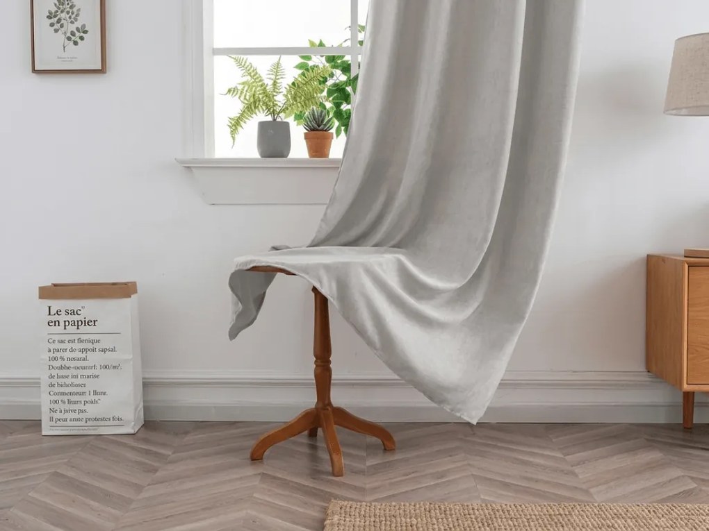 Zasłona TAVIO 140x250 cm, jasnoszara Zawieszanie: Taśma z wiązaniami
