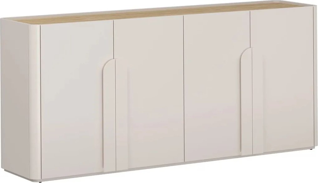 Komoda Amilio 200 cm czterodrzwiowa - kaszmir / dąb olejowany / uchwyty kaszmir