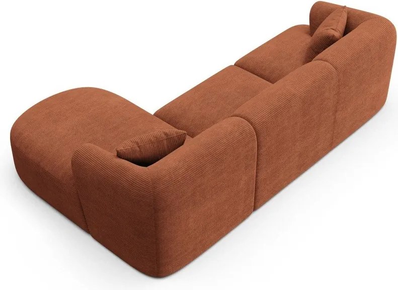 Sztruksowy narożnik (prawostronny/z szezlongiem) w kolorze terakoty Campi – Cosmopolitan Design