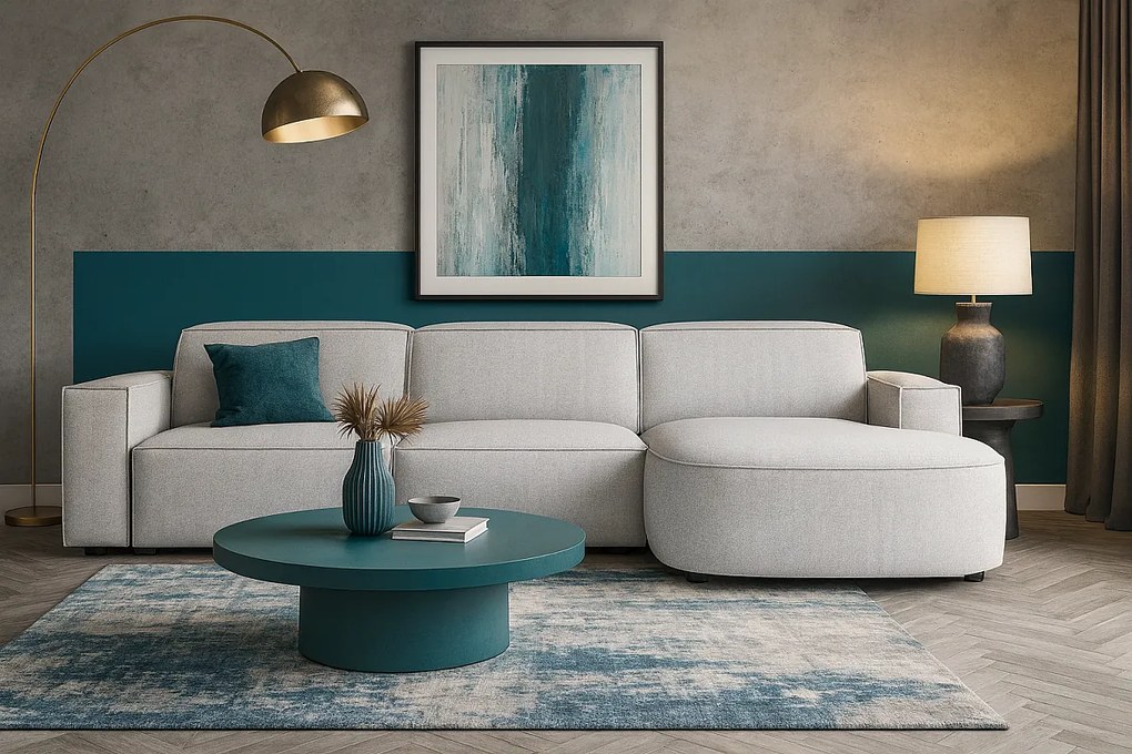 Narożnik modułowy Cursal B prawostronny – sofa narożna 282 × 166 cm, jasno szary Raven 6, nowoczesny design